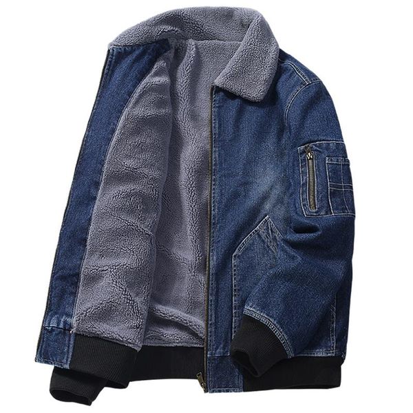 

men's jackets warm winter mens denim jacket jeans bomber coat vintage loose big for men outerwear thicken velvet, Black;brown