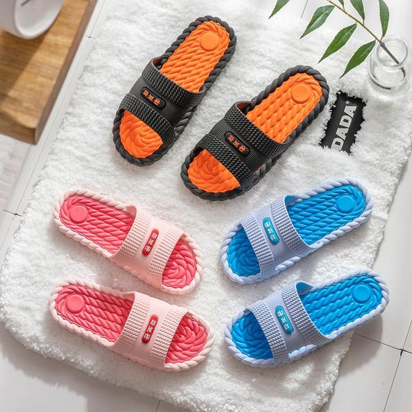 

simple men indoor slippers women couple soft shoes female non-slip bathroom family slides male flip flop boys wear-resistant, Black