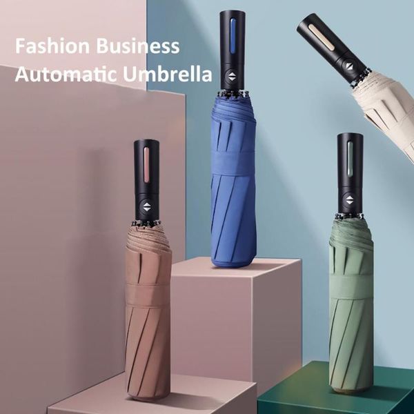

umbrellas fashion folding umbrella 10 rib tri-folded durable sunshade windproof waterproof high toughness automatic for outdoor