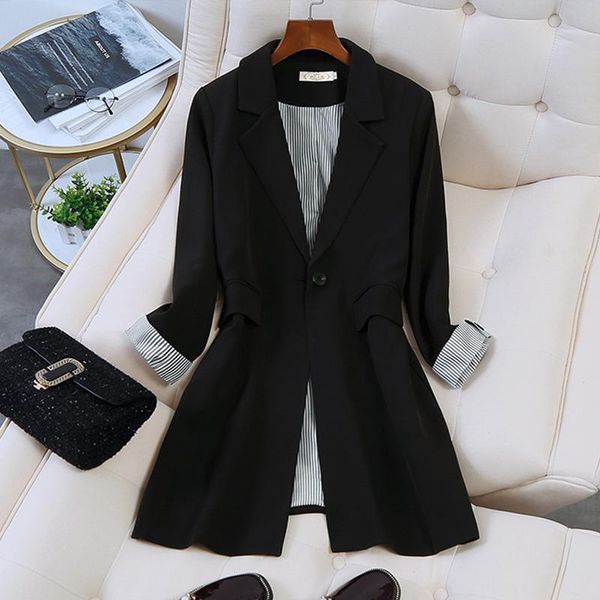 

spring autumn blazers women small suit plus size 5xl long sleeve jacket casual female slim wild windbreaker coat women's suits, White;black