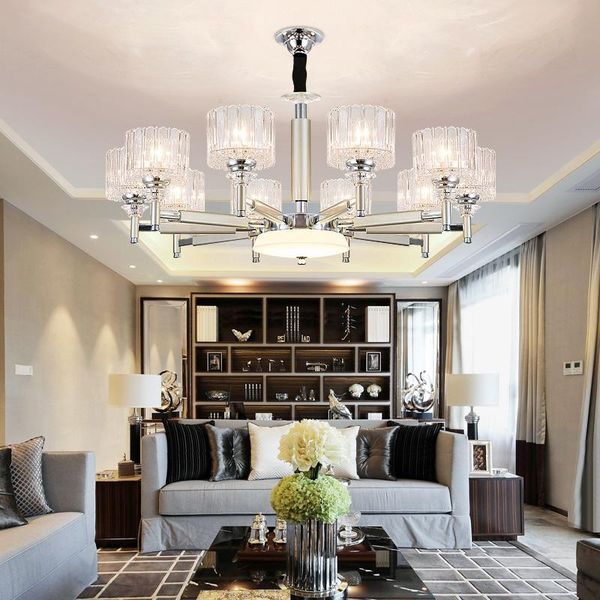 

modern crystal glass led chandeliers lighting living room chrome pendant chandelier lights dining hanging lamp fixtures