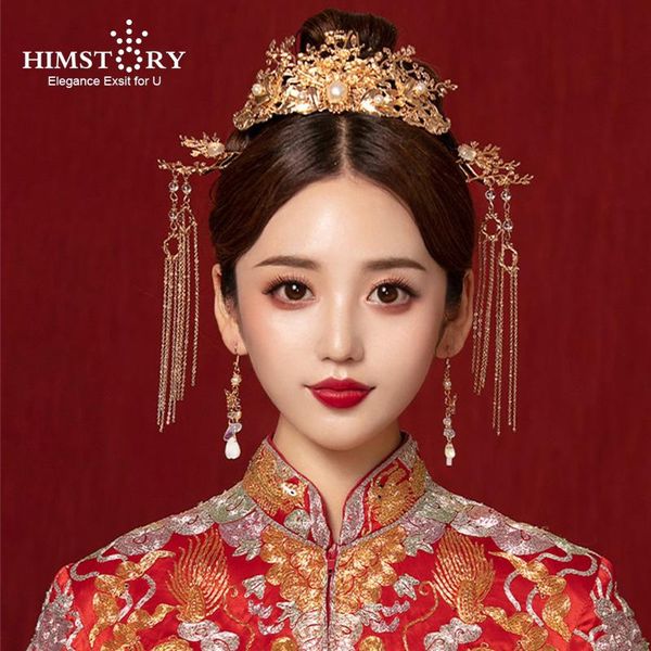 

hair clips & barrettes himstory promotional traditional chinese accessories style vintage headdress headpiece gold jewellery, Golden;silver