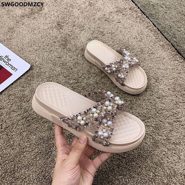 

slippers ladies platform shoes woman beach women summer 2021 slides designer zapatillas de mujer, Black