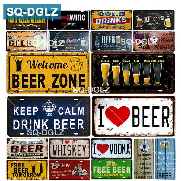 

[sq-dglz] beer license plate store bar wall decoration tin sign vintage metal sign home decor painting plaques art poster