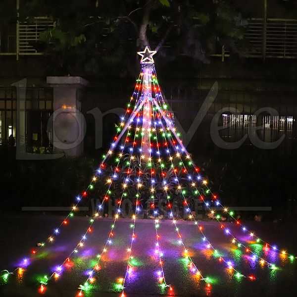 

holiday party christmas decorations outdoor star light led fairy waterfall icicle curtain festoon string lights xmas tree wedding