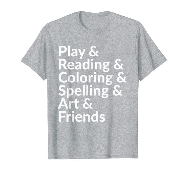 

elementary student play reading coloring spelling art t-shirt, White;black