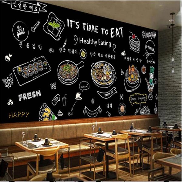 

custom hand- black hand-painted korean cuisine restaurant background industrial decor mural wallpaper wallpapers