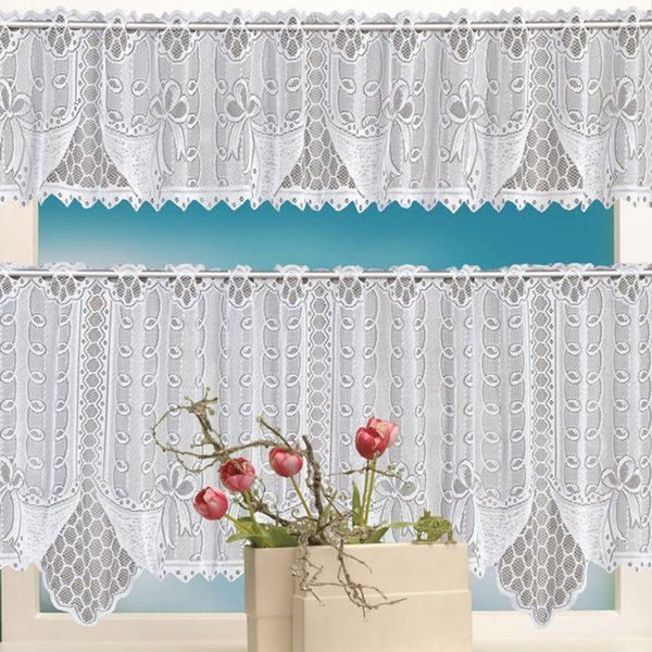 

curtain & drapes 2pcs/set coffee cafe window tier white floral lace valance set vintage retro european style kitchen dining room