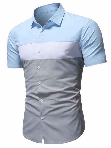 

men cut and sew panel shirt v9bx#, White;black