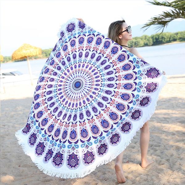 

towel mandala round beach bohemian large bath towels sport tassels microfiber 150cm yoga tapestry mat