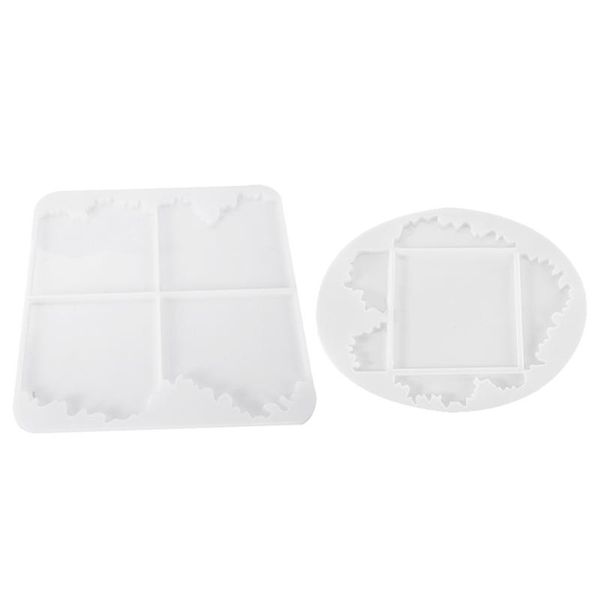 

mats & pads est promotion 2pcs crystal epoxy mold diy irregular setting table whole board decorative base silicone
