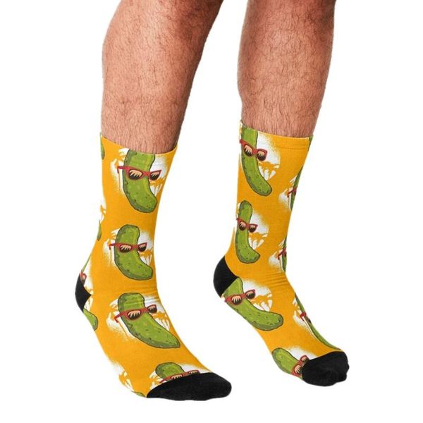 

men's socks funny fresh pickle printed men harajuku happy hip hop novelty cute boys crew casual crazy for, Black