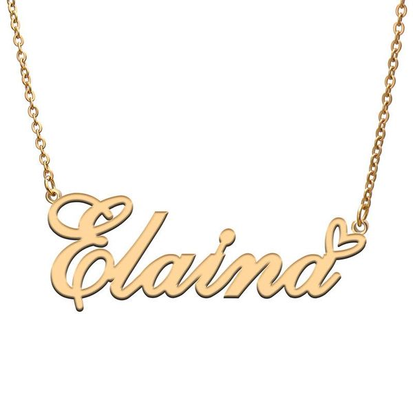 

pendant necklaces love heart elaina name necklace for women stainless steel gold & silver nameplate femme mother child girls gift