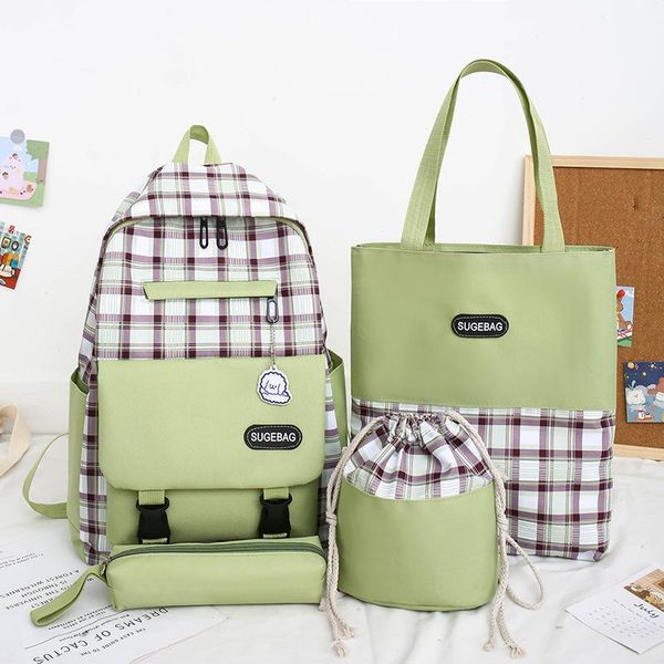

backpack korean school bag 4-piece leisure for middle and high students