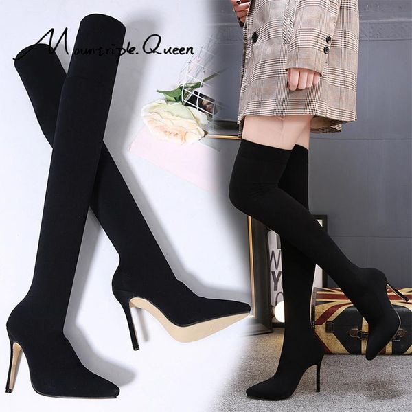 

boots shoes woman fashion winter autumn women overknee lady thin high heels black pointed heel d 2021