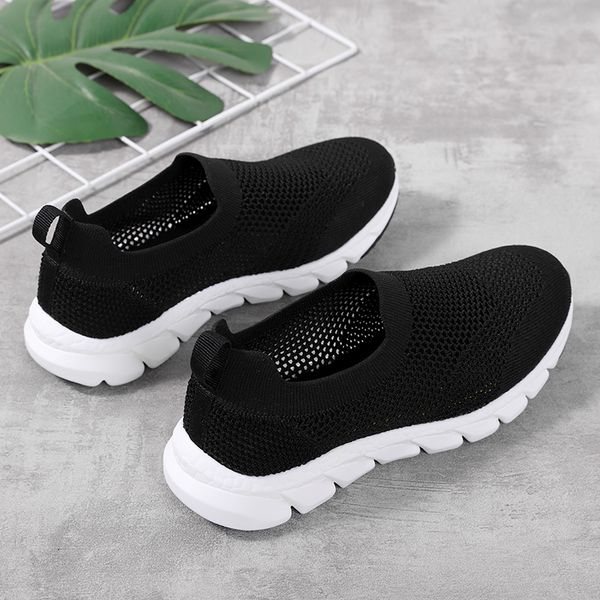 

summer womens casuals shoes meshs breathable shoe fashion soft bottom woman sports sneakers large size 41, Black
