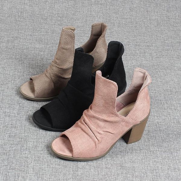 

boots boots-women shoes round toe luxury designer 2021 ankle fashion rubber large size ladies high heel rome slip-on pu flock b, Black