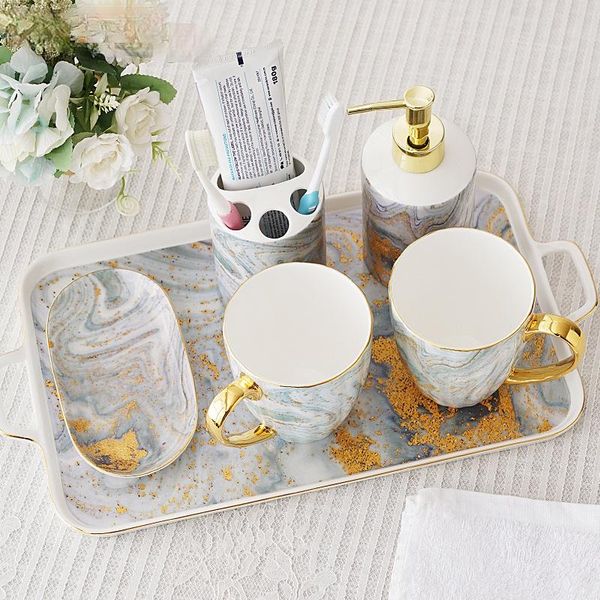 

bath accessory set light luxury toothbrush holder bathroom 5 piece wash mouth cup nordic badkamer accessoires sets household item ef50wy