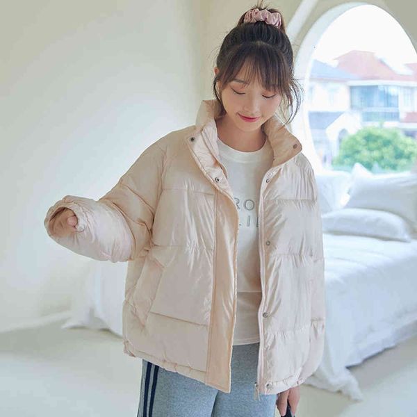 

short down cotton padded jacket women's pearly surface winter student fashion, Black