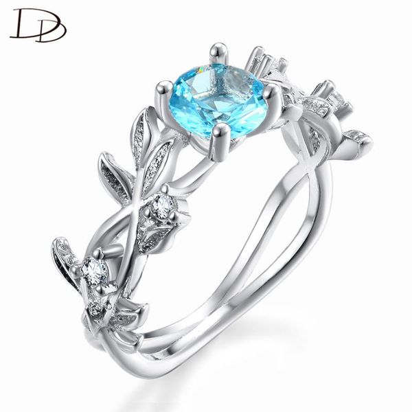 

wedding rings dodo summer branches leaves ring 6mm blue austrian crystal kpop for women party banquet fashion jewelry anel femme ra089, Slivery;golden