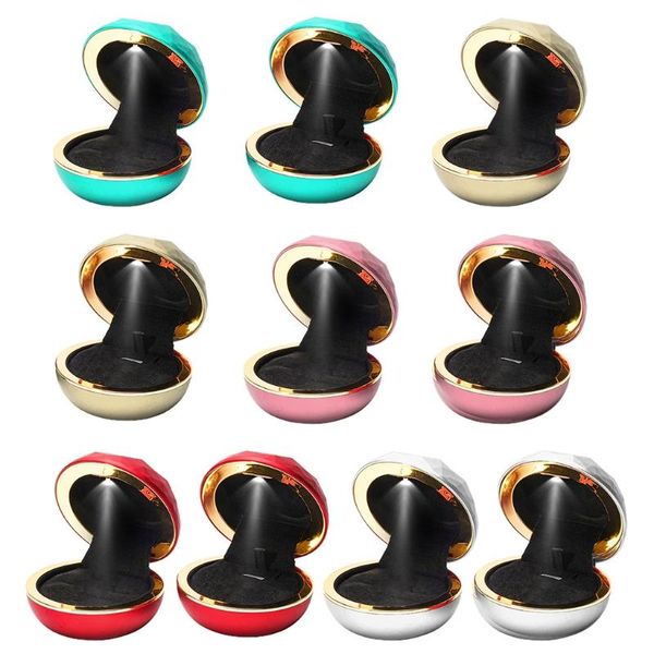 

jewelry pouches, bags round ring box necklace with gold rim gift for engagement wedding anniversary xmas valentine's day, Pink;blue