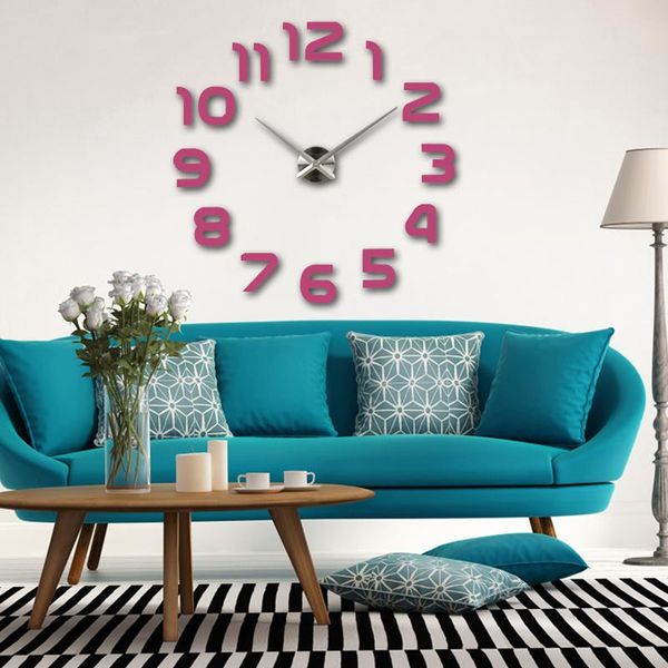 

wall clocks modern clock acrylic surface mirror sticker 3d home office living room decoration diy