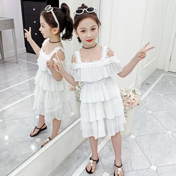 

kids dresses for girls lace neck dress for kids girl tiered children party dresses summer clothes for girls 6 8 10 12 14, Red;yellow