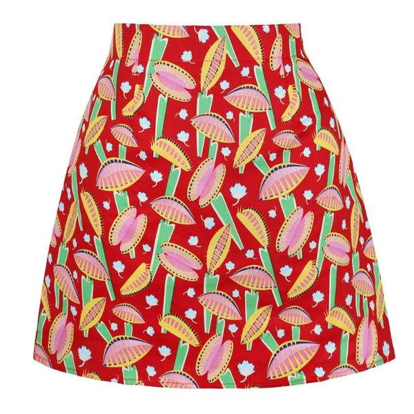 

skirts 2021 cotton summer mini skirt ss0008 women ladies punk gothic floral print vintage a line short red faldas, Black