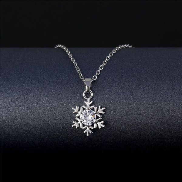 

pendant necklaces recommend jewellery cute jewelry zircon snowflake titanium steel day gift female choker bridal for women, Silver