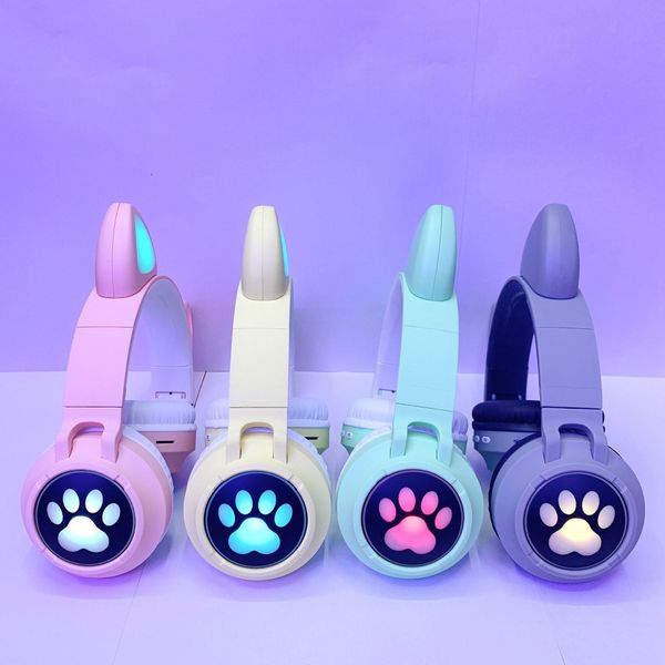 

headset cat ear bluetooth headset wireless led light luminous cartoon foldable b-30 wholesale