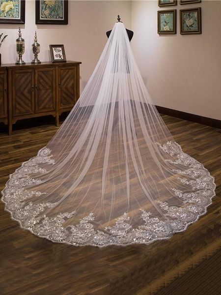 

bridal veils one-tier cute wedding veil cathedral with embroidery, Black