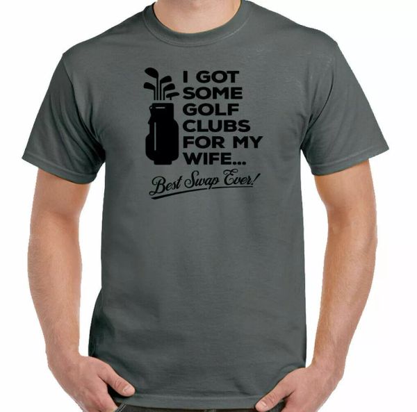 

golf clubs for my wife funny man t-shirt player ball player bag, White;black