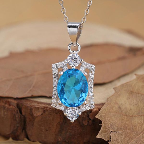 

pendants s925 sterling silver z necklace pendant red blue corundum garnet emerald colour, Black
