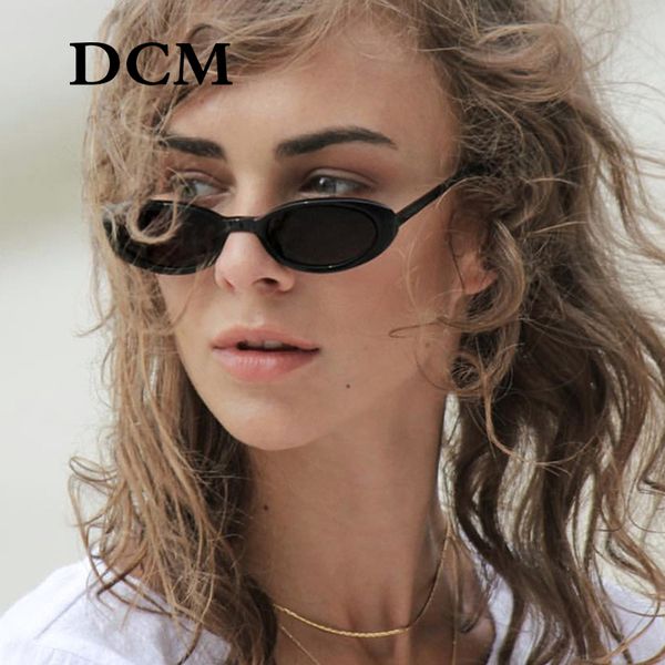 

lx brand dcm 2019 small oval sunglasses women cat eye brand designer vintage retro cateye frame tiny sun glasses uv400, White;black