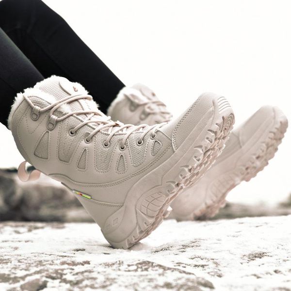 

boots women 2021 winter wear resitant warm comfortable snow couple cold proof plush thickening outdoor big size 36-46, Black