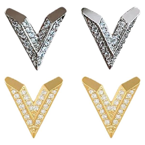 

stud pendant jewelry gifts wedding stainless steel earring v titanium earrings accessories luxury letter, Golden;silver