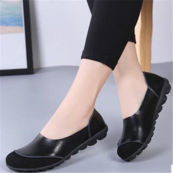 

spring and autumn suede large size korean women's single shoes leather casual student peas flat comfortable mother, Black