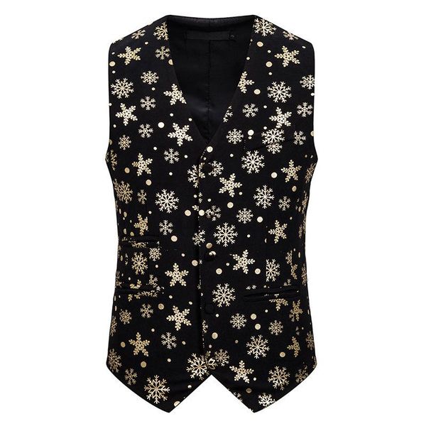 

men's vests vest v neck gold snowflake bronzing cotton blended single-breasted slim fit for casual formal wear men clothing, Black;white