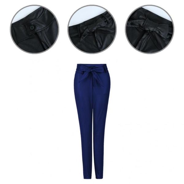 

women's pants & capris elastic waist soft women with detachable belt for dating, Black;white