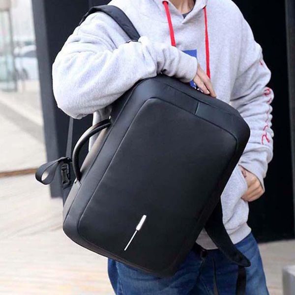 

backpack men lapmen's black leather bag 15.6 inch daily work high school mochila