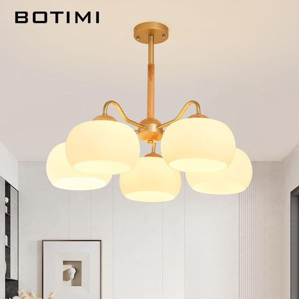

chandeliers botimi 220v 110v ceiling chandelier for living room modern white round lustre wooden bedroom lights surface mounted indoor lamps