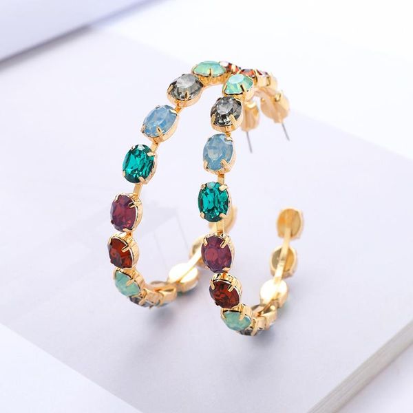 

hoop & huggie 2021 sparkly baroque earrings gorgeous luxury crystal earring women rhinestone ear hang bling wedding accessories, Golden;silver
