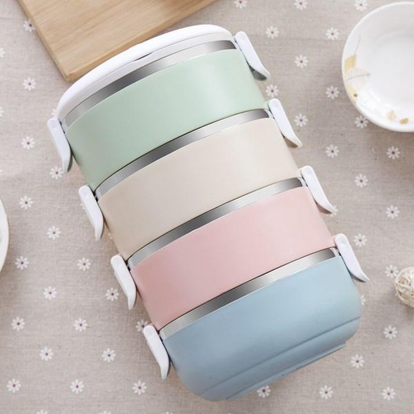 

gradient 2/3/4 layers thermal microwave bento lunch boxes portable container 304 stainless steel home office picnic dinnerware sets