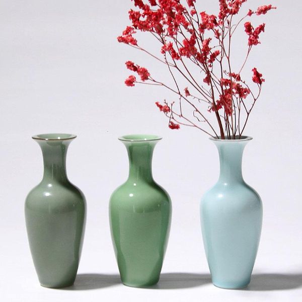

vases chinese willow bottle celadon ceramic flower vase home decoration modern plant holder hydroponics device room decor