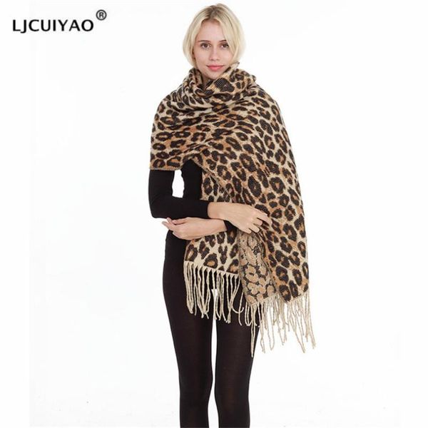 

scarves ljcuiyao women winter warm scarf leopard scarfs for ladies pashmina thick shawl femme bandana, Blue;gray
