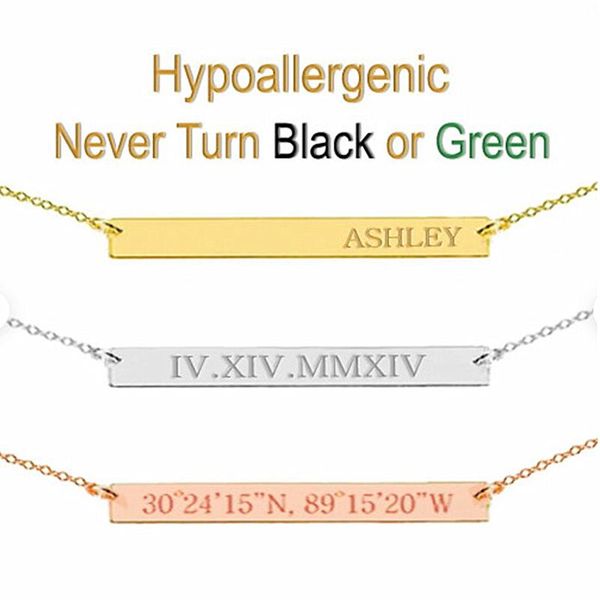 

party favor personalise name necklace,dainty bar necklace,roman numerals necklace,coordinate necklace, necklace,christmas gift