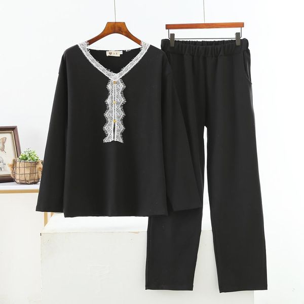 

women's sleepwear fdfklak cotton women pajamas set autumn winter long sleeve sleepwear suit casual homewear 2 pcs female pyjamas 8bs9, Black;red