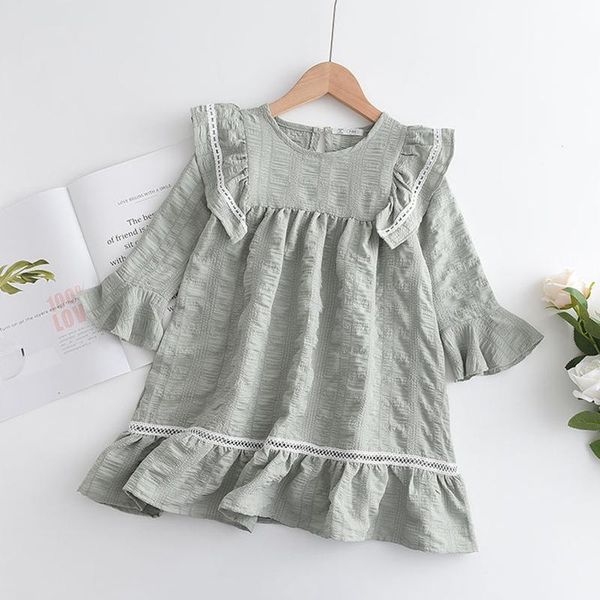

girl's dresses girls princess dress girl autumn spring light green fashion flying sleeve striped 3-7 years kids casual clothing, Red;yellow