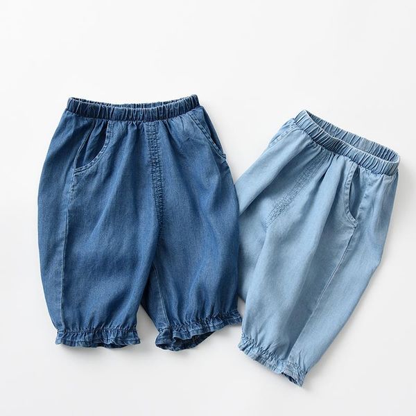 

shorts summer girls denim 2021 kids casual loose jeans short fashion thin half pant 90-160cm bc924, Black