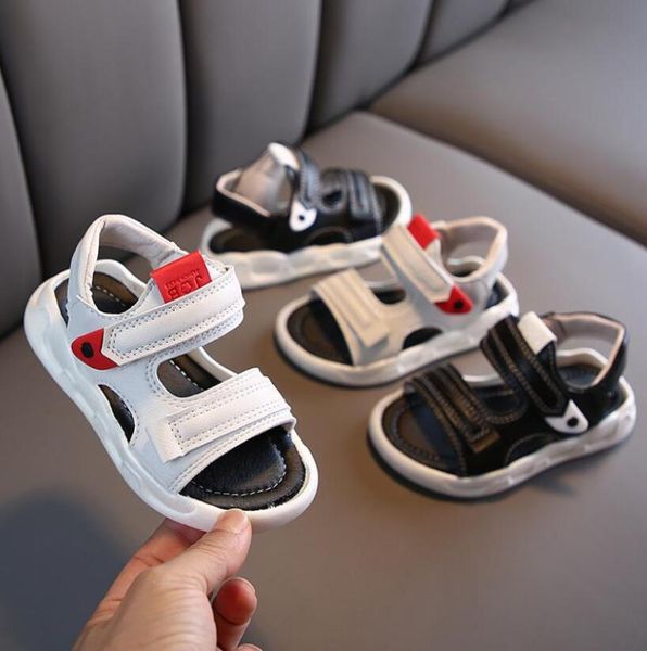 

sandals kids shoes 2021 summer boys girls fashion brand beach sports outdoor slippers toddler soft flats black baby 21-30, Black;red